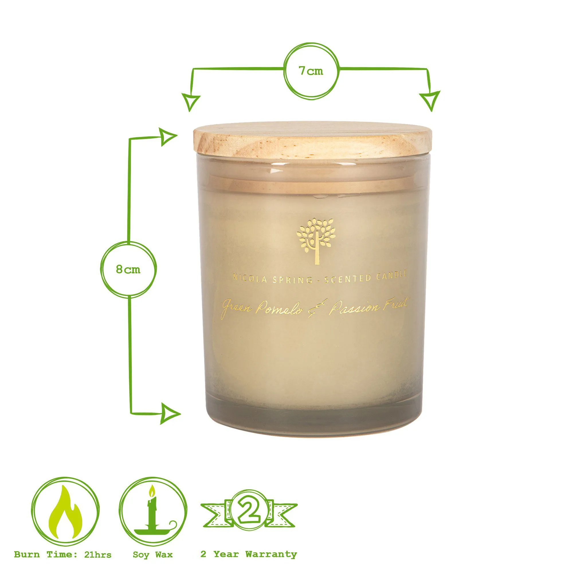 130g Green Pomelo & Passion Fruit Soy Wax Scented Candle - By Nicola Spring