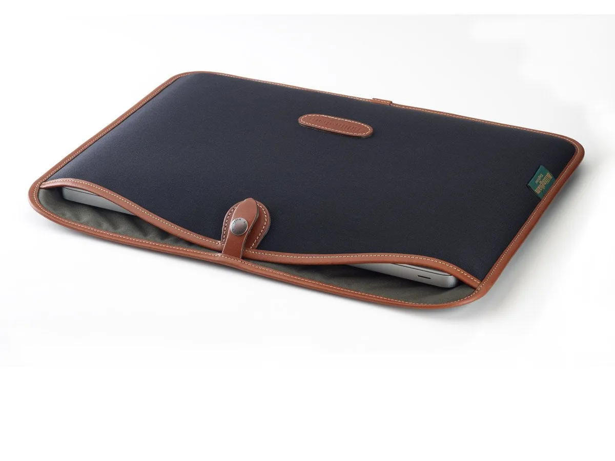 15 inch Laptop Slip - Black Canvas / Tan Leather