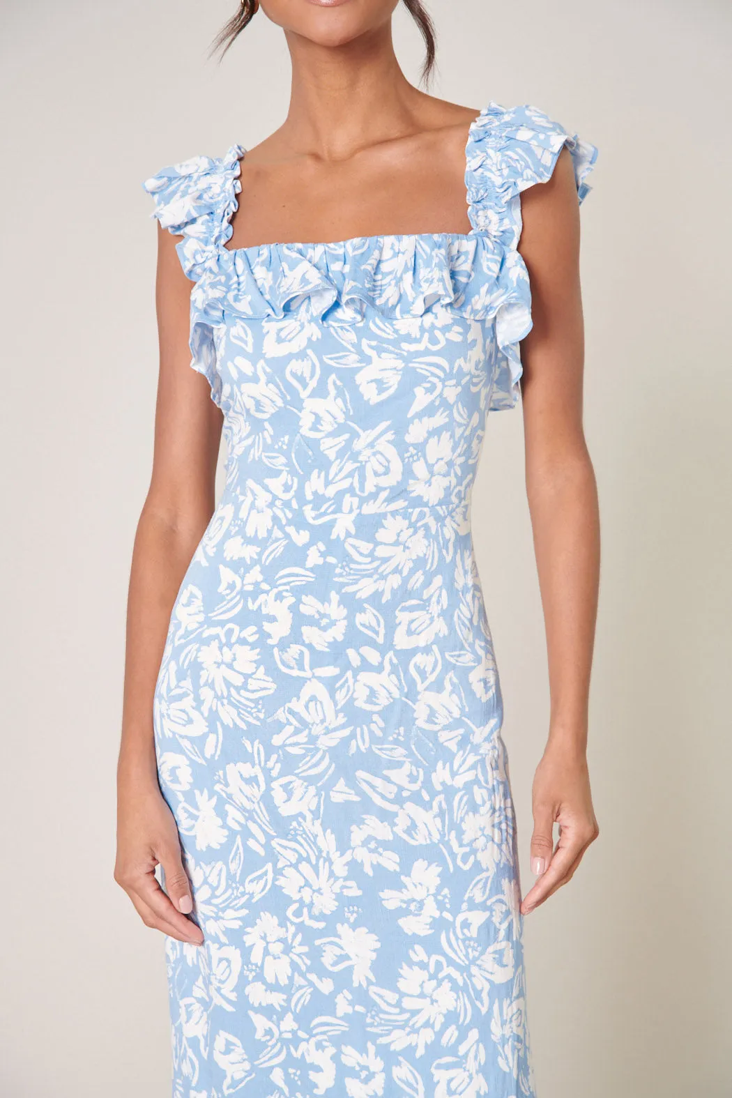 Allegra Floral Ruffle Trim Milo Midi Dress