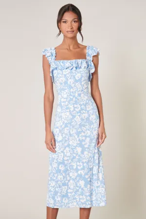 Allegra Floral Ruffle Trim Milo Midi Dress