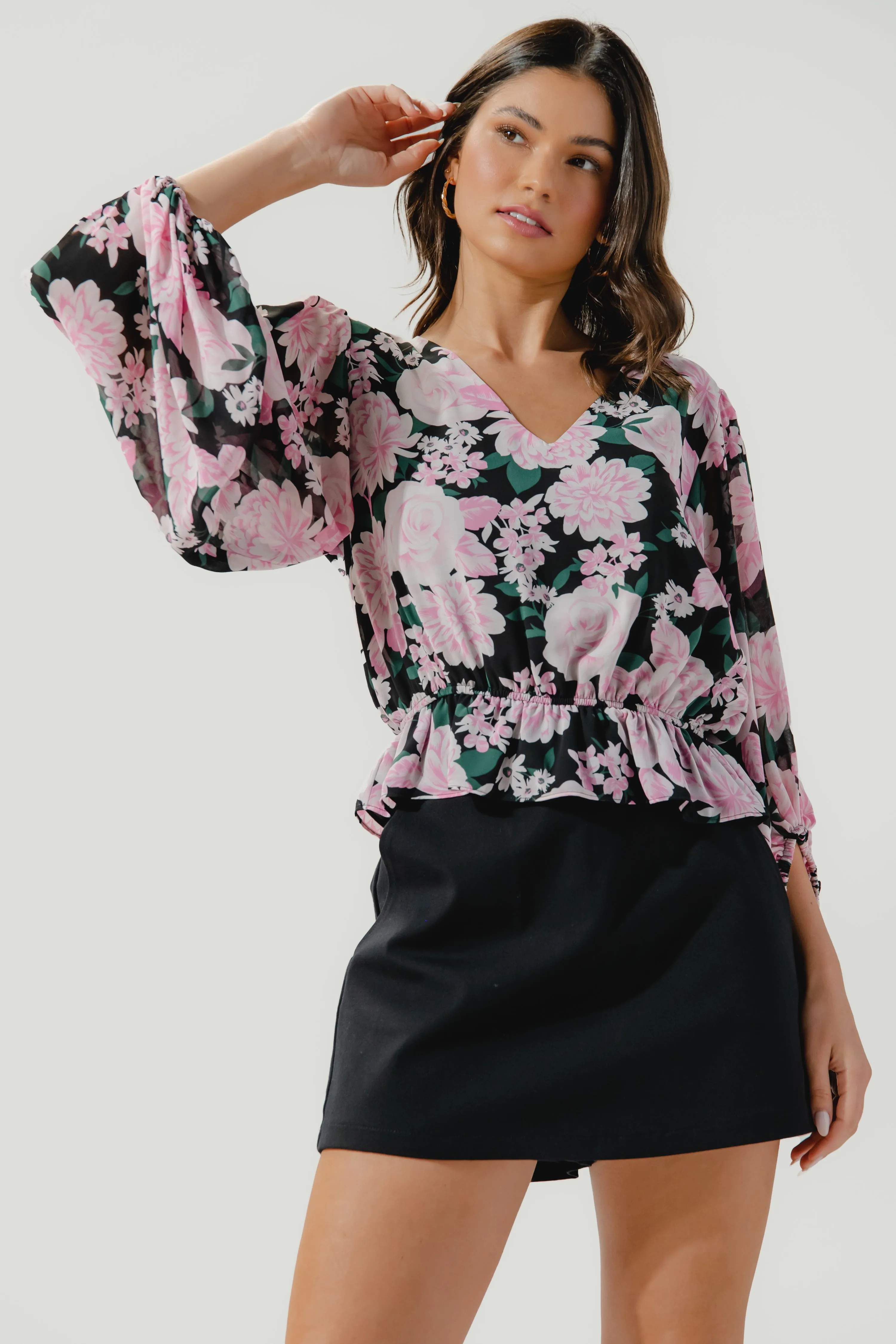 Angelica Floral Ways Balloon Sleeve Blouse