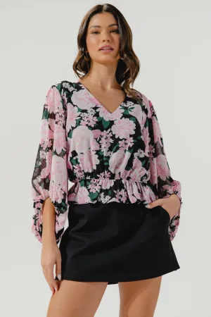 Angelica Floral Ways Balloon Sleeve Blouse