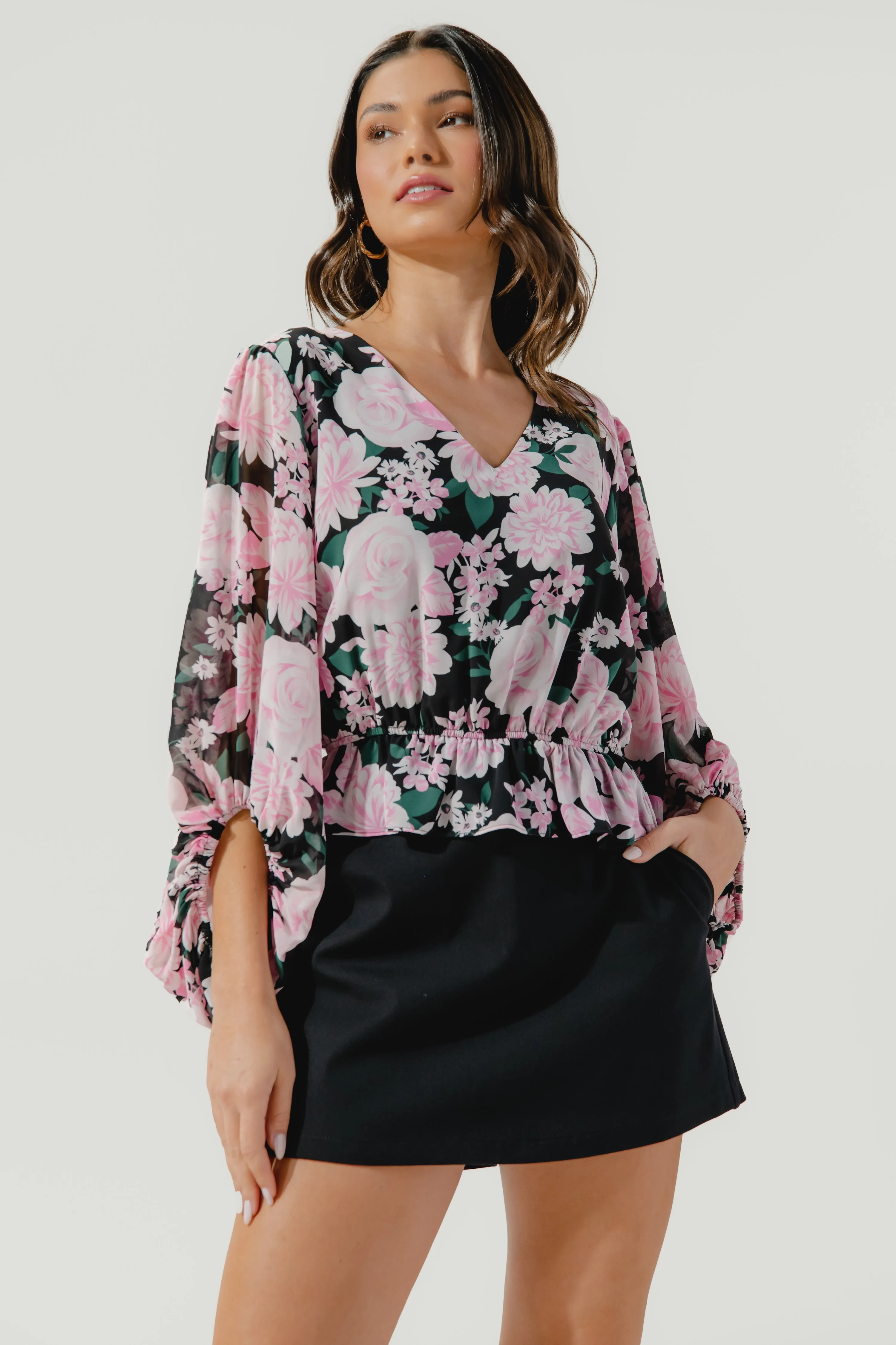 Angelica Floral Ways Balloon Sleeve Blouse