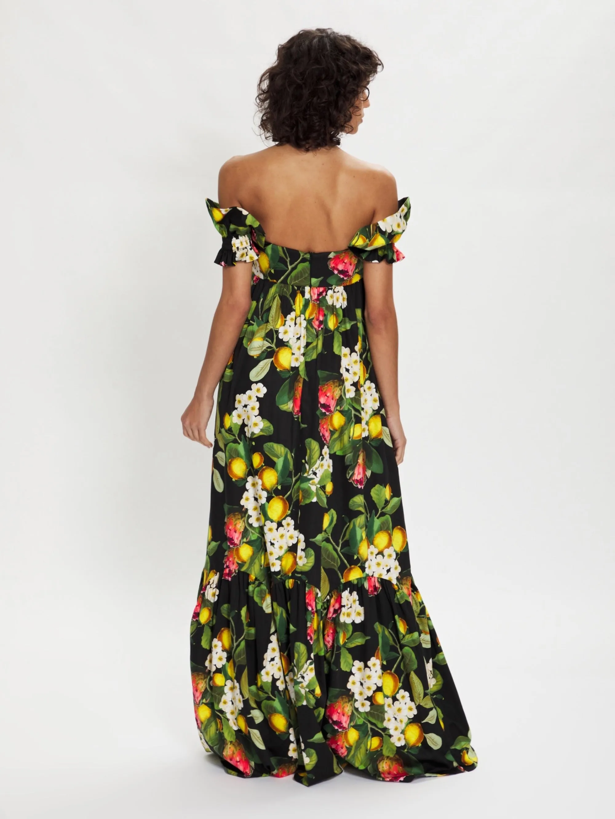 Antigone Floral Cotton Maxi Dress – Black