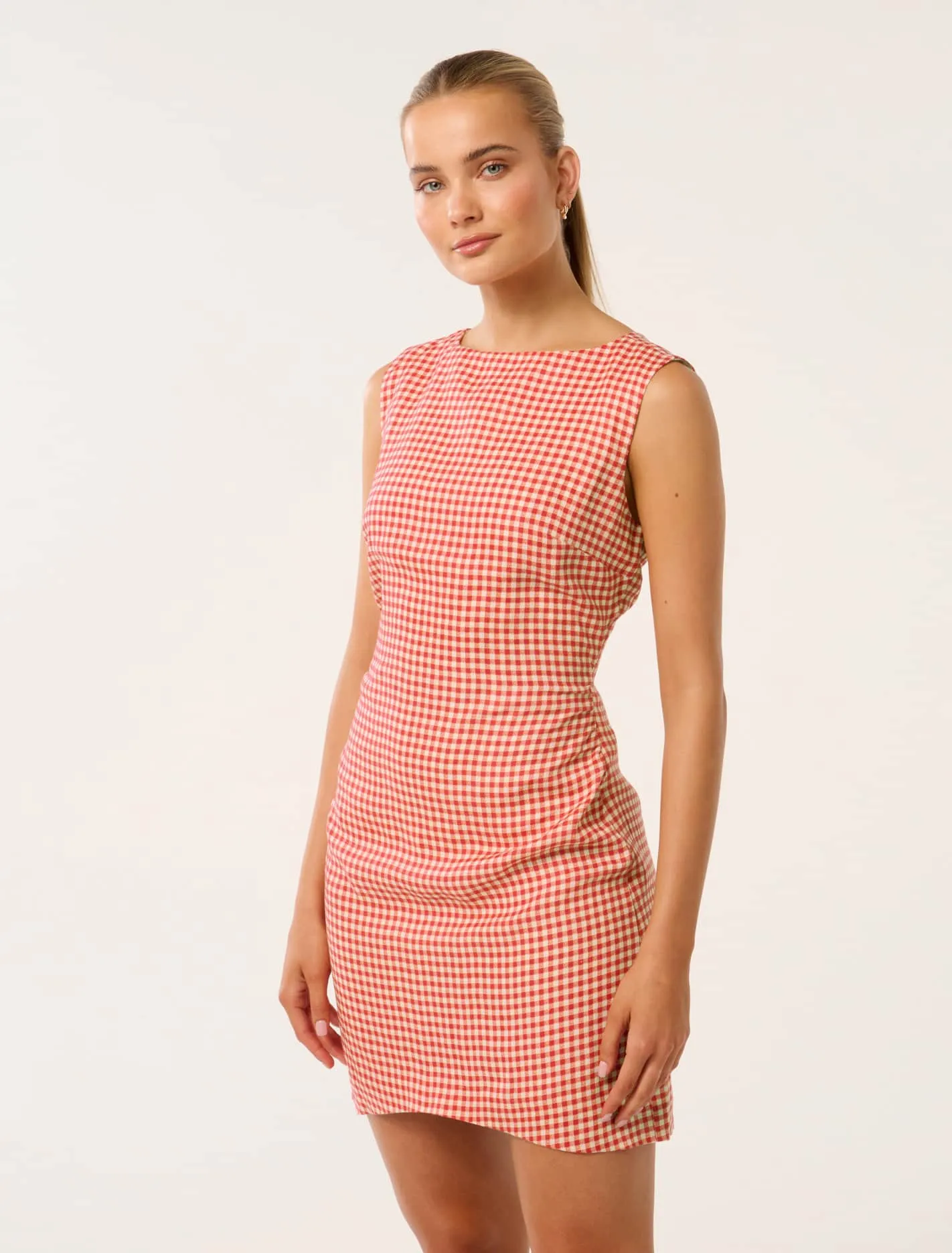 Arianna Linen Ruched Waist Mini Dress