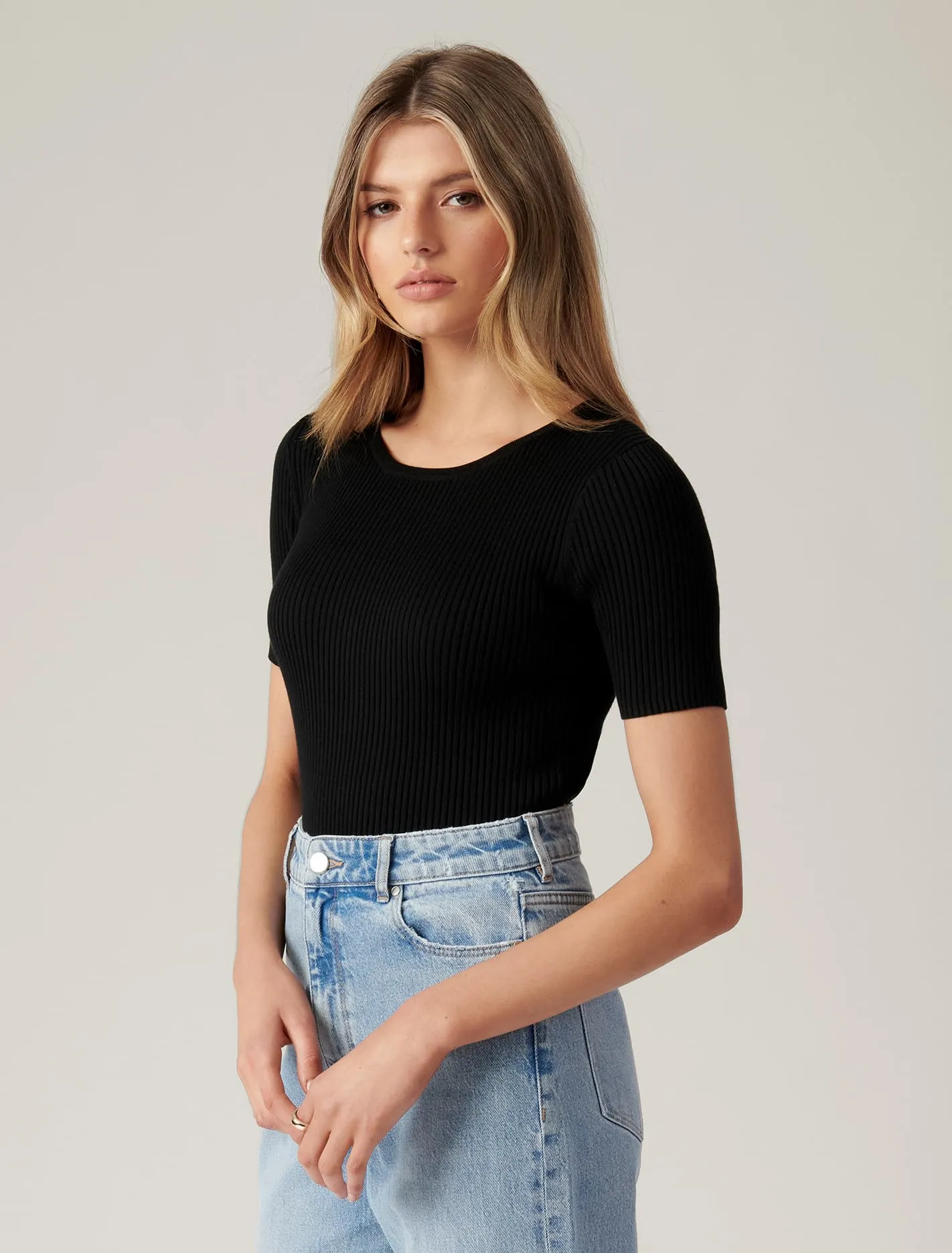 Audrey Petite Crew Neck Knit Tee