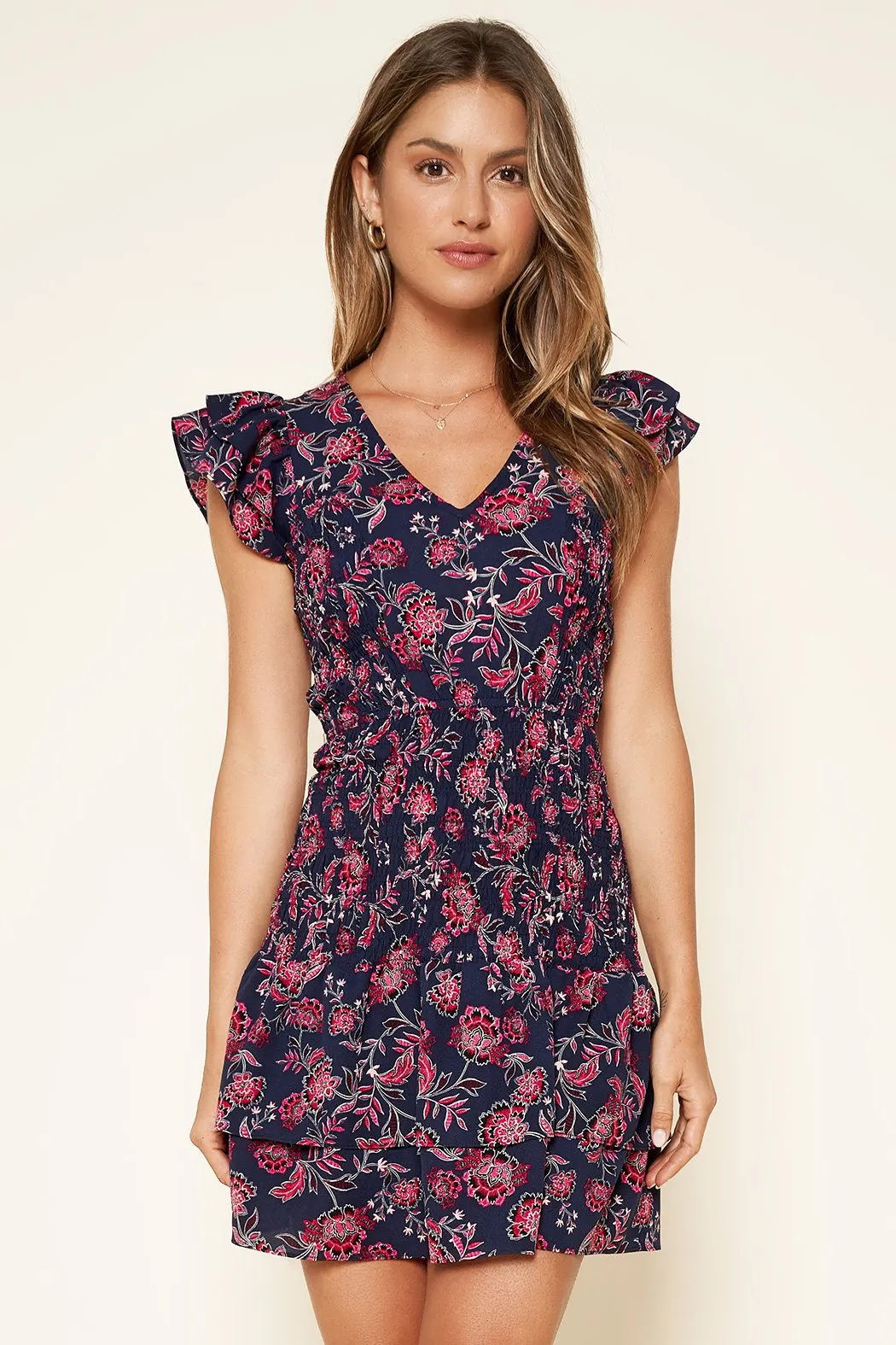 Aurora Floral Smocked Ruffle Mini Dress