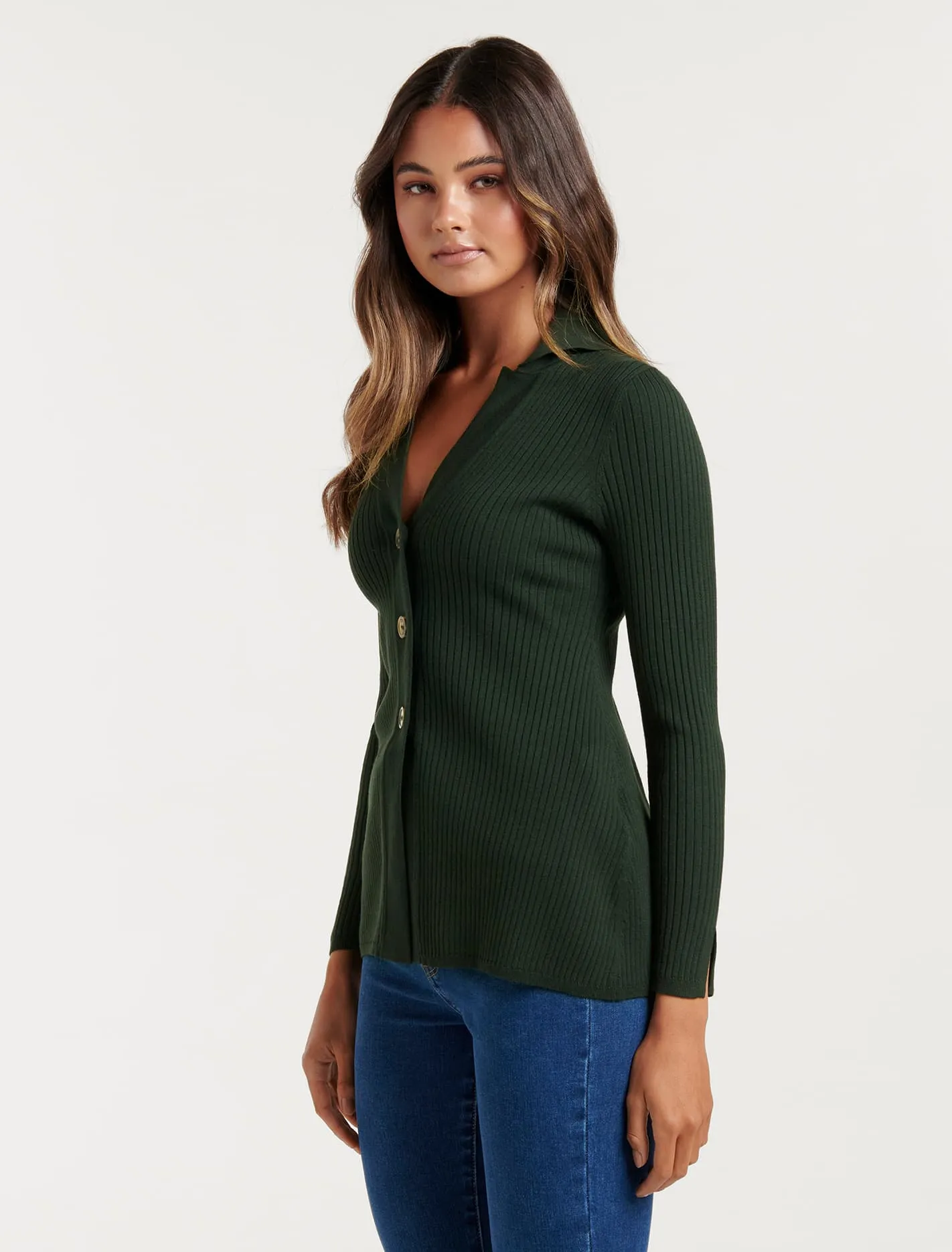 Beth Petite Collar Knit Cardigan