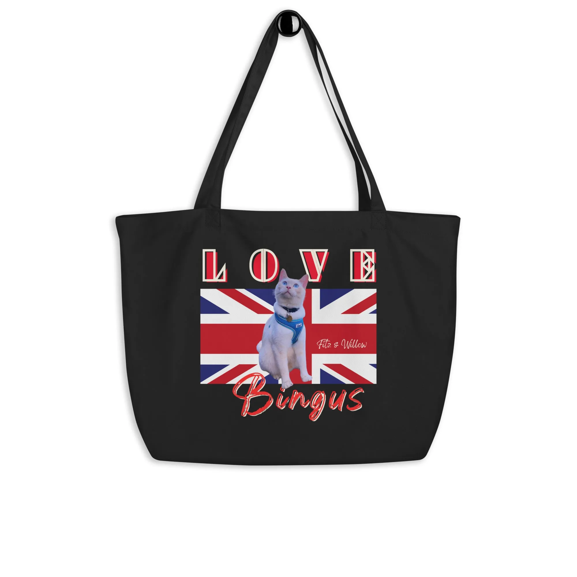 Bingus, the Siamese cat, Large organic tote bag