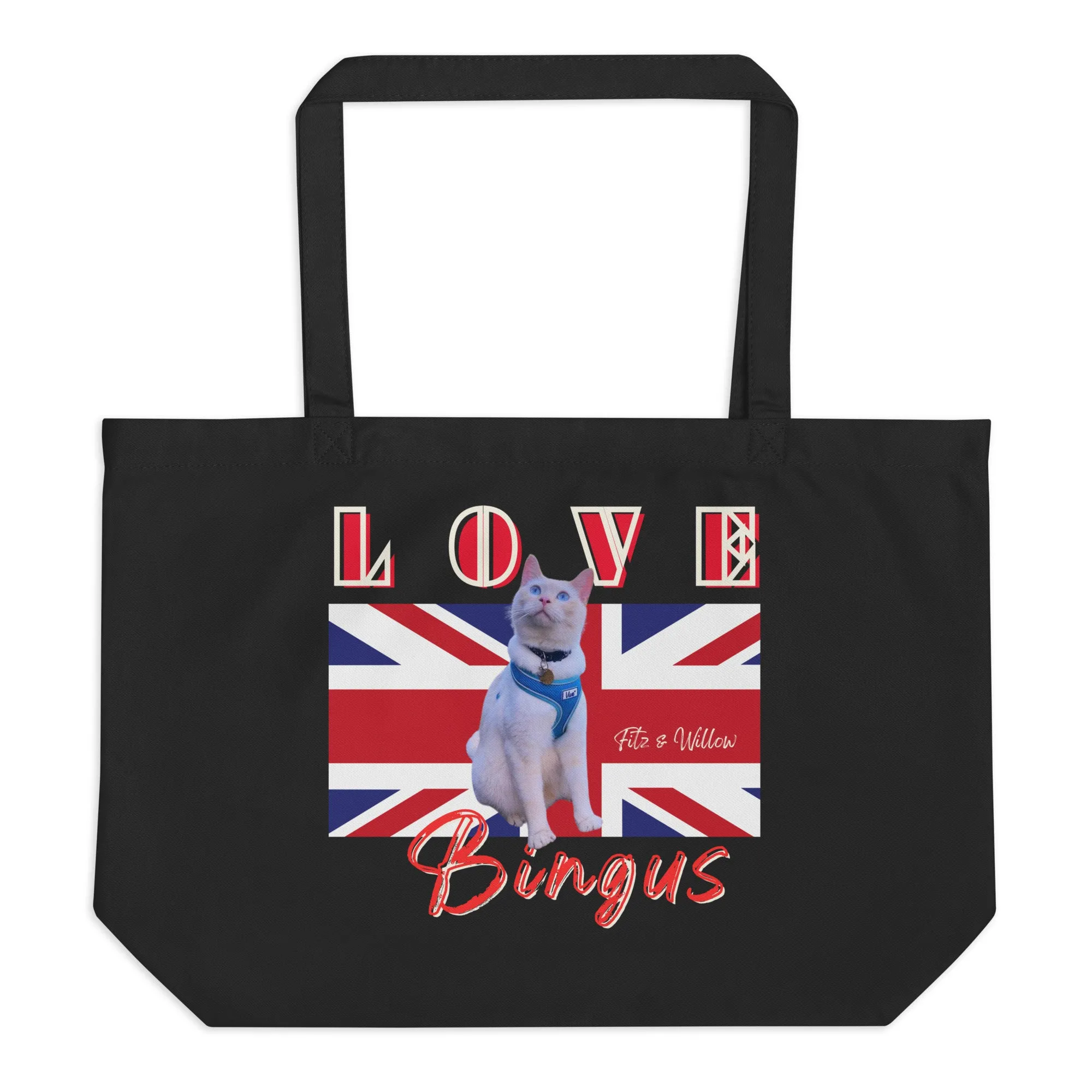 Bingus, the Siamese cat, Large organic tote bag