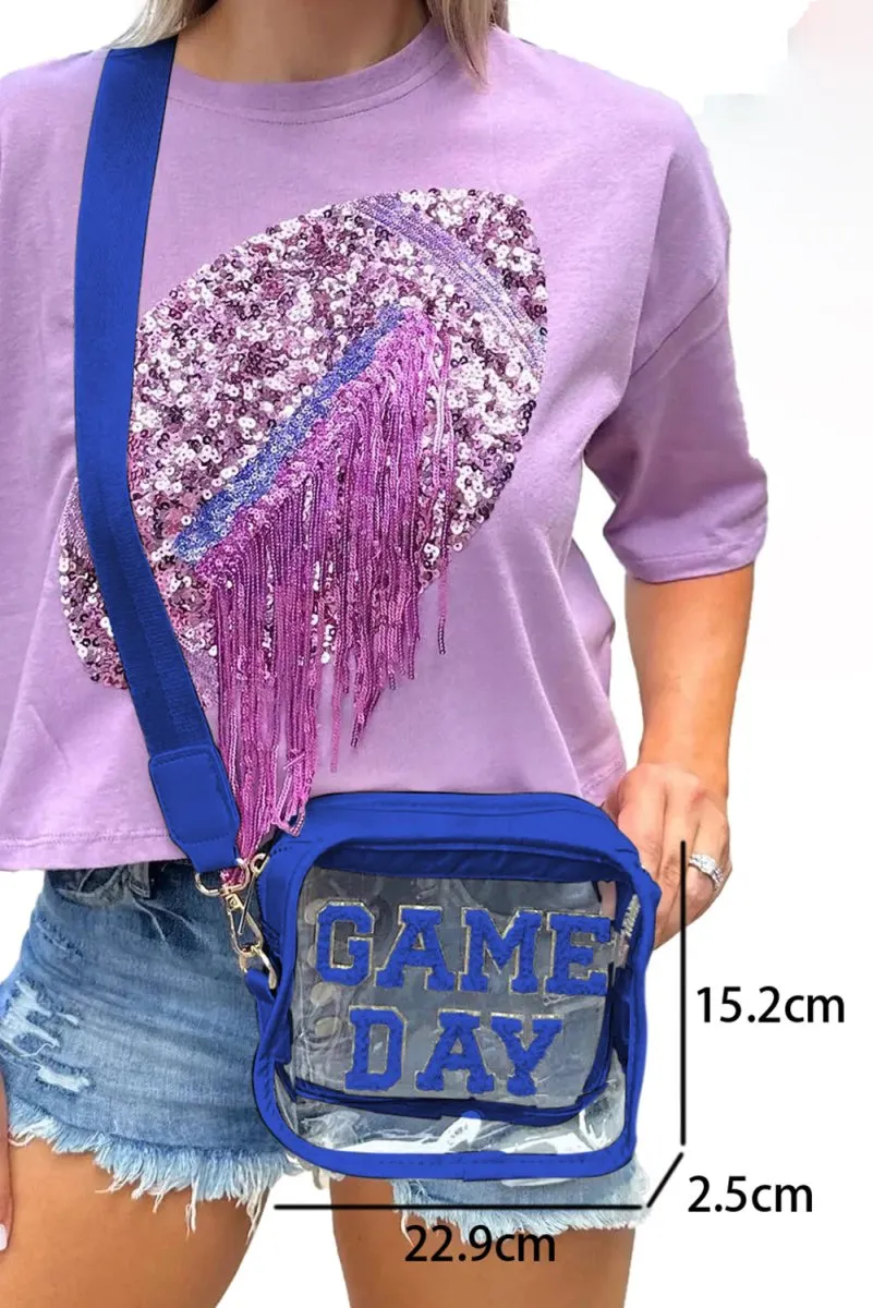 Blue "GAME DAY" Clear Shoulder Bag