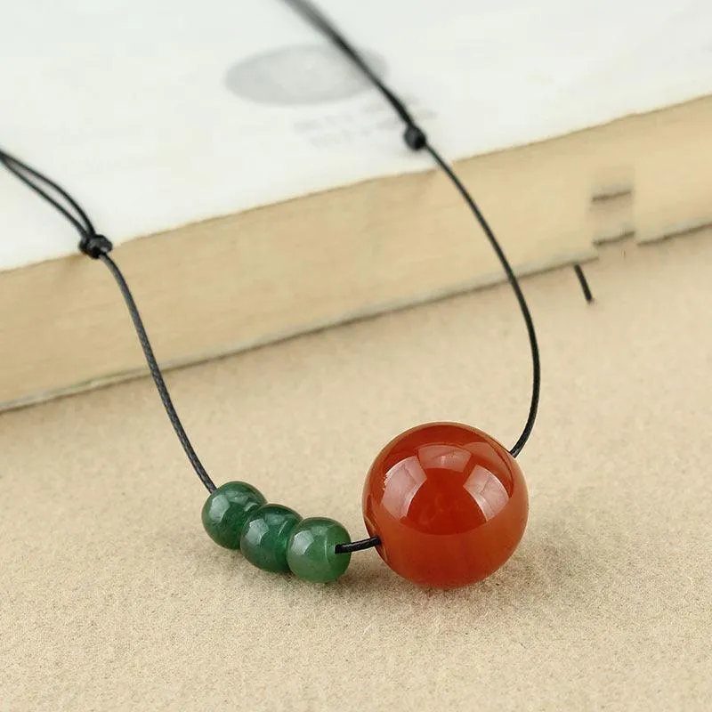 Buddhisttemple Discover Inner Strength: Red Agate and Dongling Jade Necklace