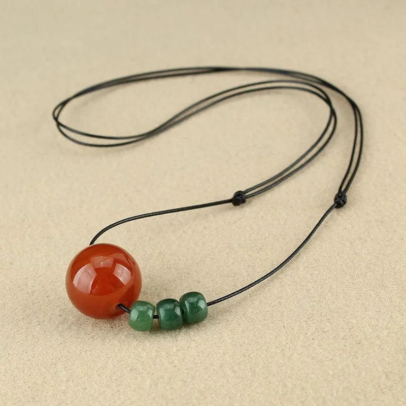 Buddhisttemple Discover Inner Strength: Red Agate and Dongling Jade Necklace