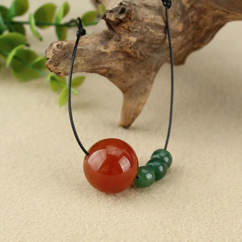 Buddhisttemple Discover Inner Strength: Red Agate and Dongling Jade Necklace