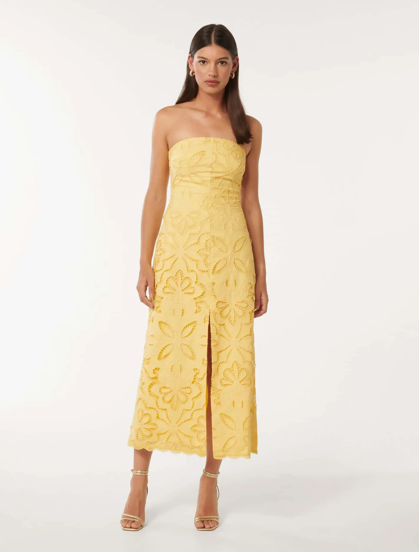 Daphne Broderie Strapless Midi Dress