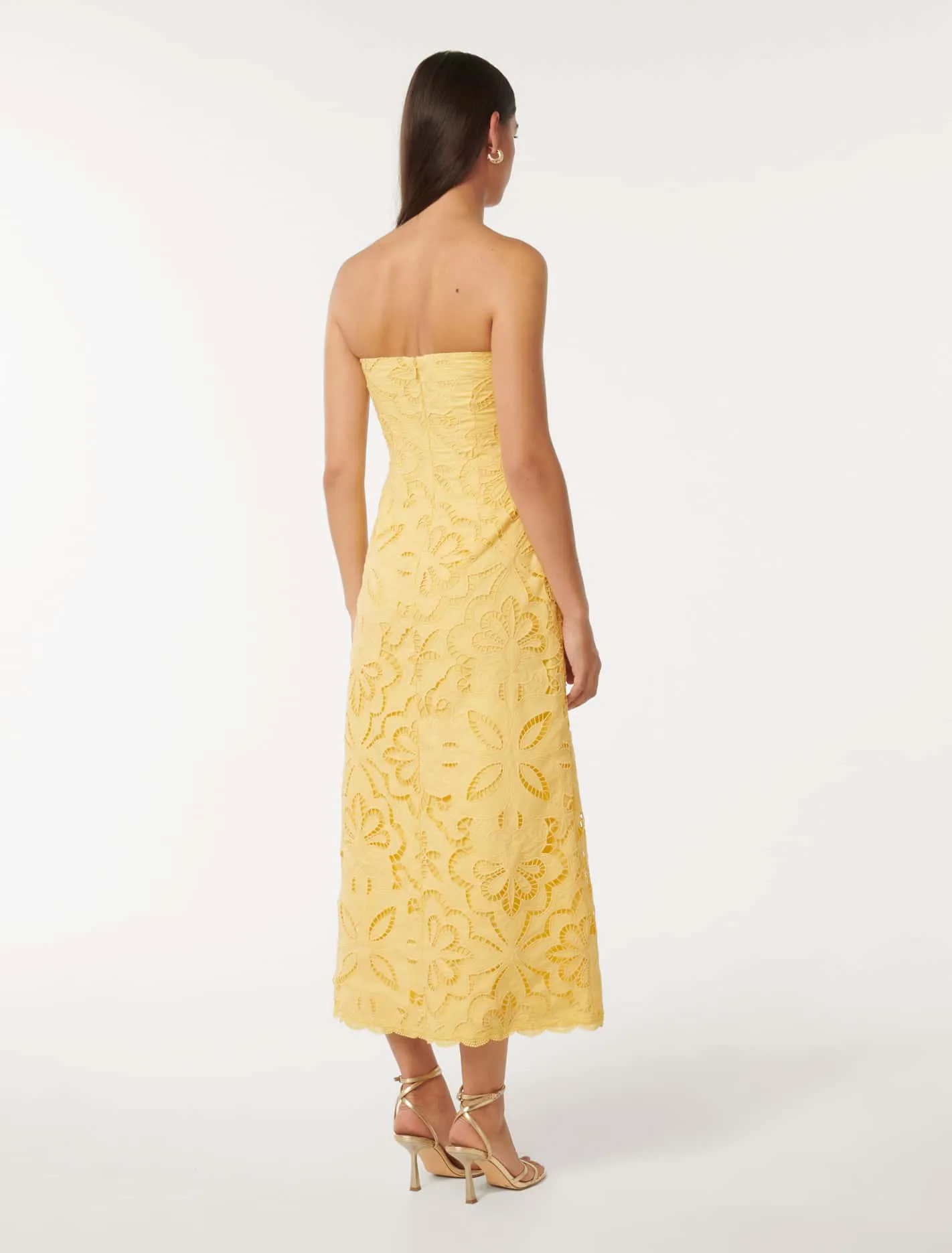 Daphne Broderie Strapless Midi Dress