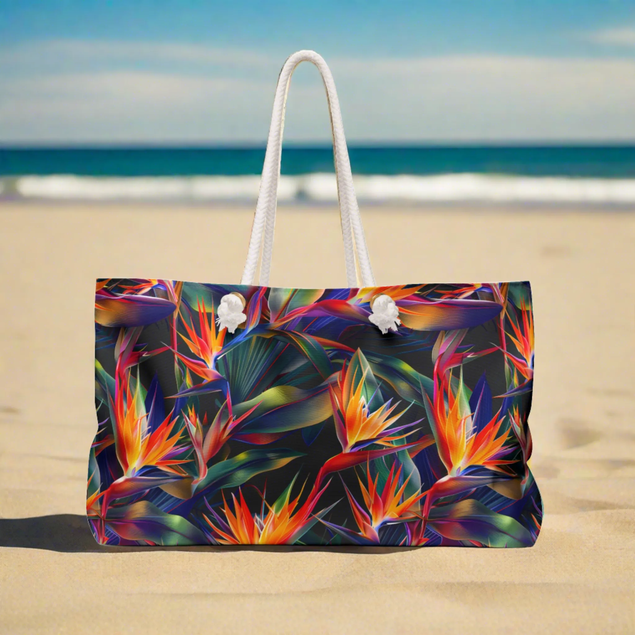 Deluxe Tropics Tote & Beach Bag with Birds of Paradise Design (24" × 13" x 5.5")