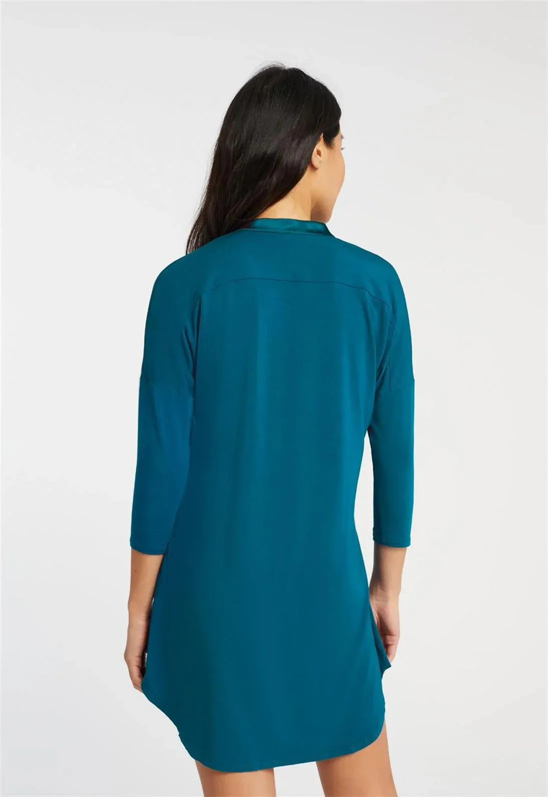 Essentials Dolman 3/4 Sleeve Nighshirt In Peacock - Fleurt