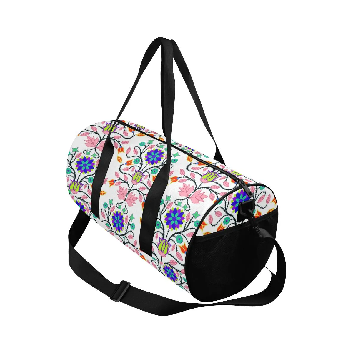Floral Beadwork Four Clans White Duffle Bag