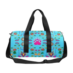 Geometric Floral Fall - Sky Blue Duffle Bag