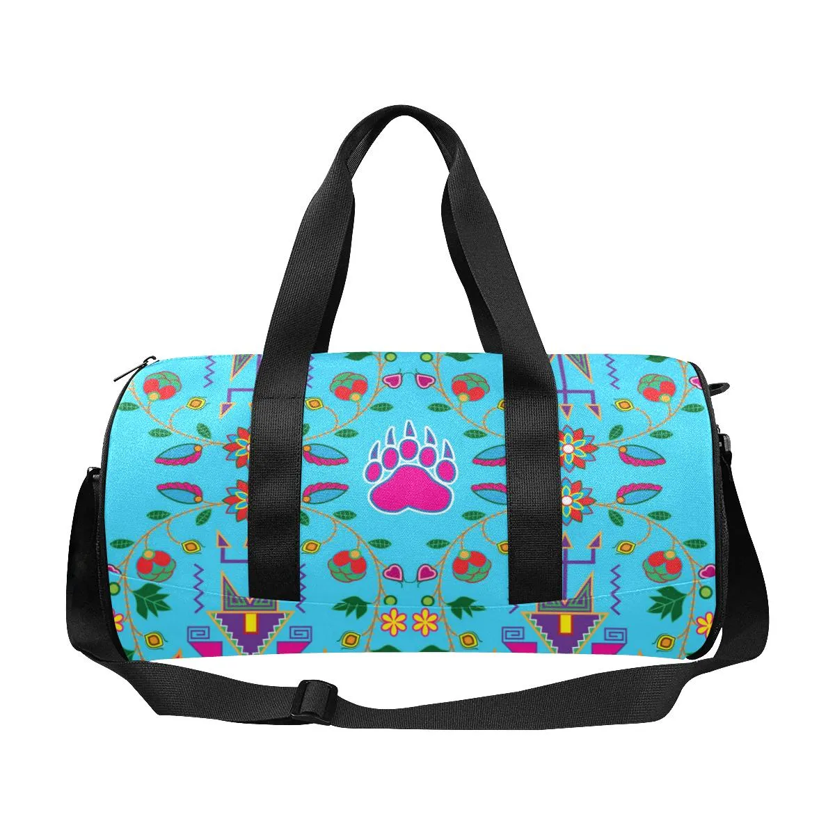 Geometric Floral Fall - Sky Blue Duffle Bag