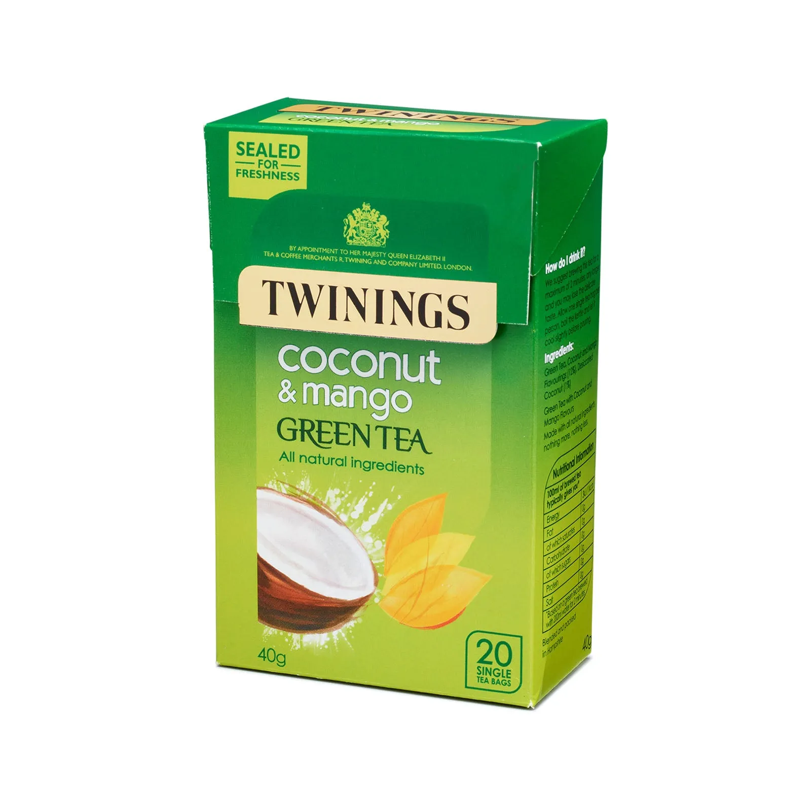 Green Tea, Coconut & Mango - 20 Tea Bags