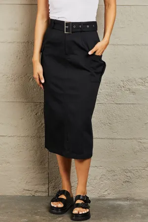 HYFVE Professional Poise Buckled Midi Skirt