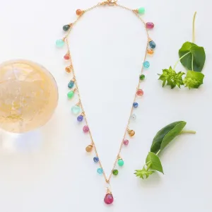 Kyra - Pink Sapphire Multi Gemstone Necklace