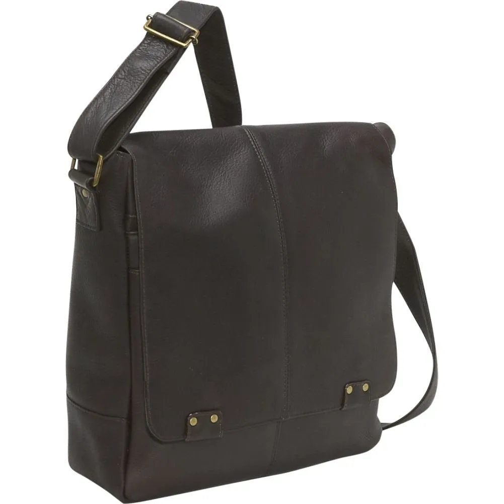 Le Donne Leather Rivet Laptop Messenger