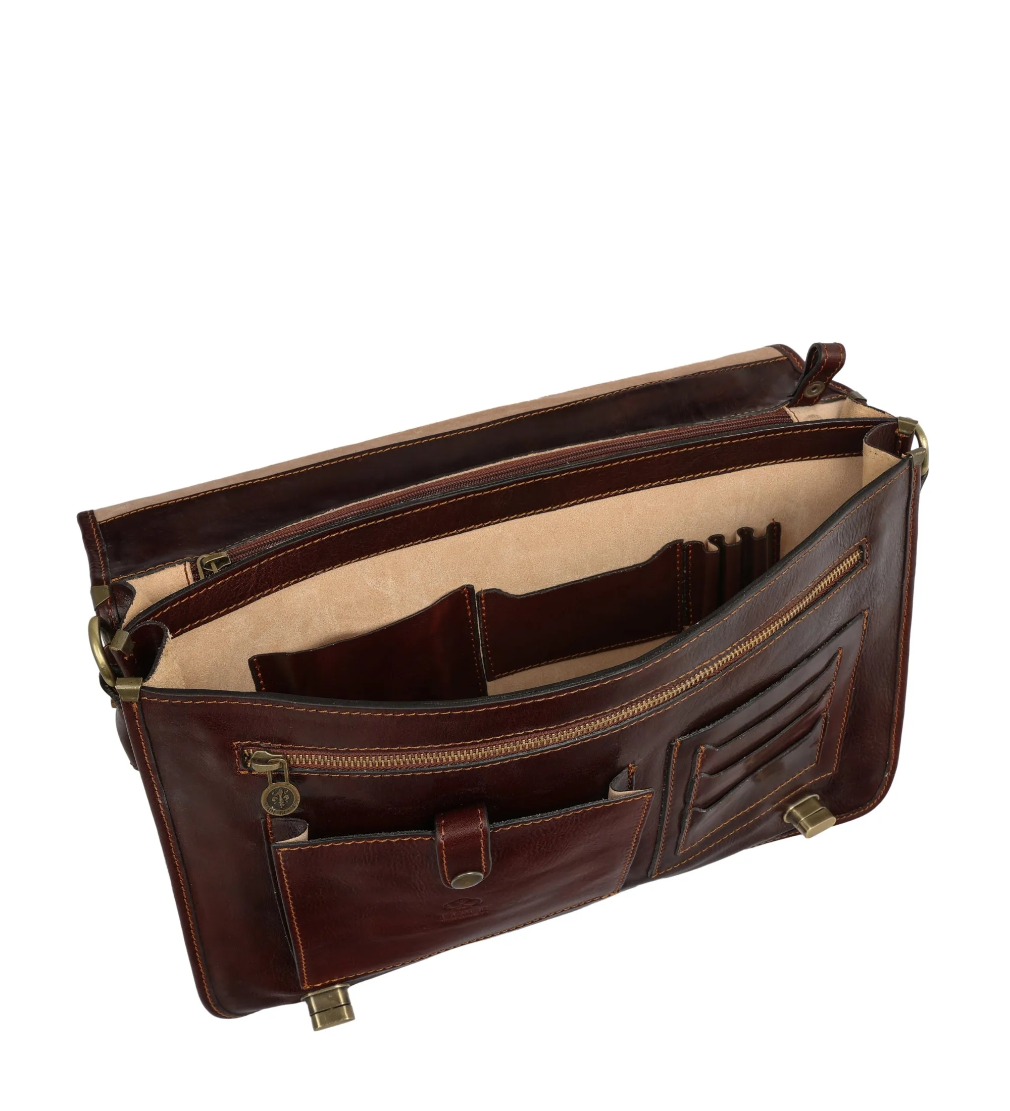 Leather Briefcase Laptop Bag - Illusions