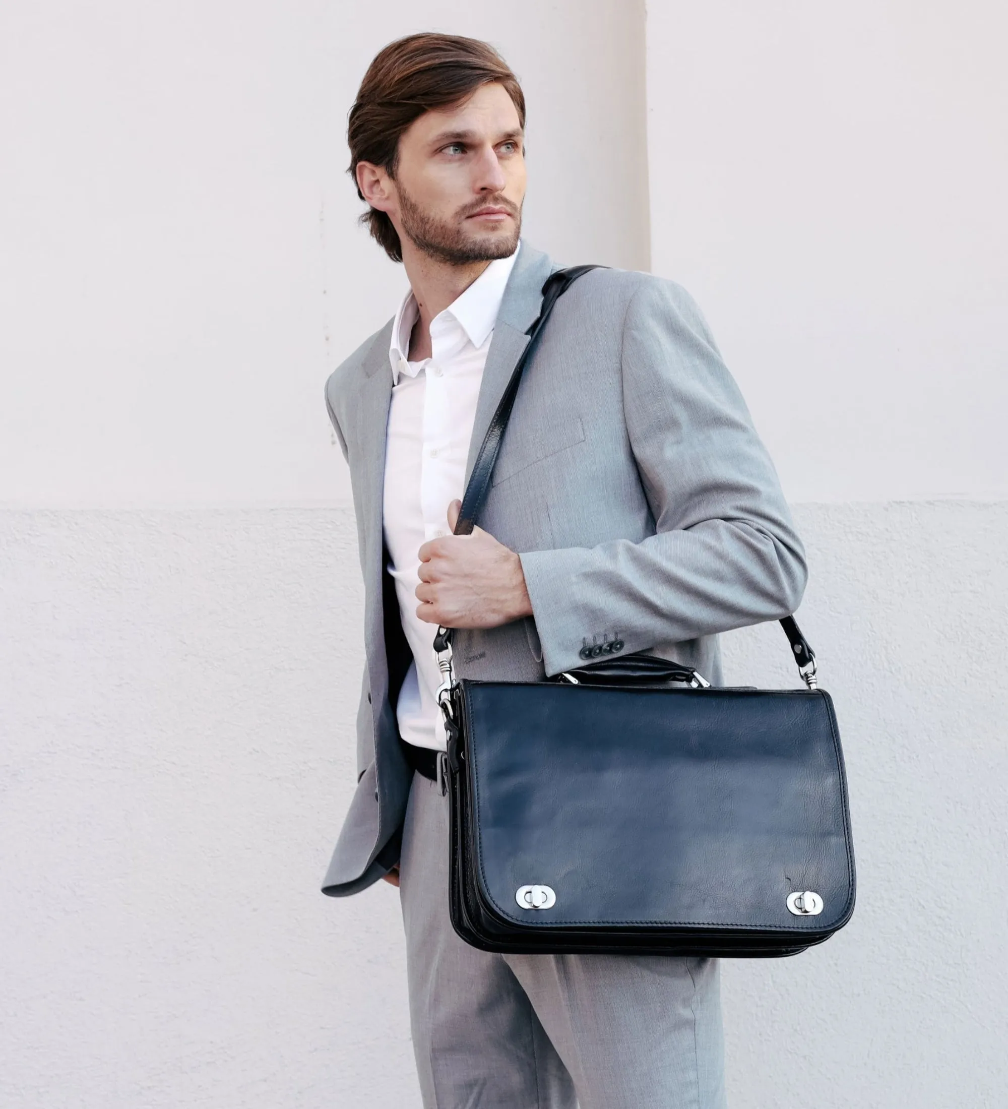 Leather Briefcase Laptop Bag - Illusions