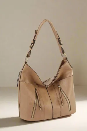 LMD025Z 3 Compartment Zipper Detail Hobo Bag