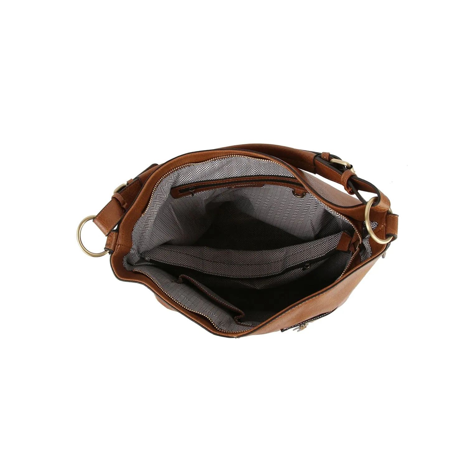 LMD025Z 3 Compartment Zipper Detail Hobo Bag