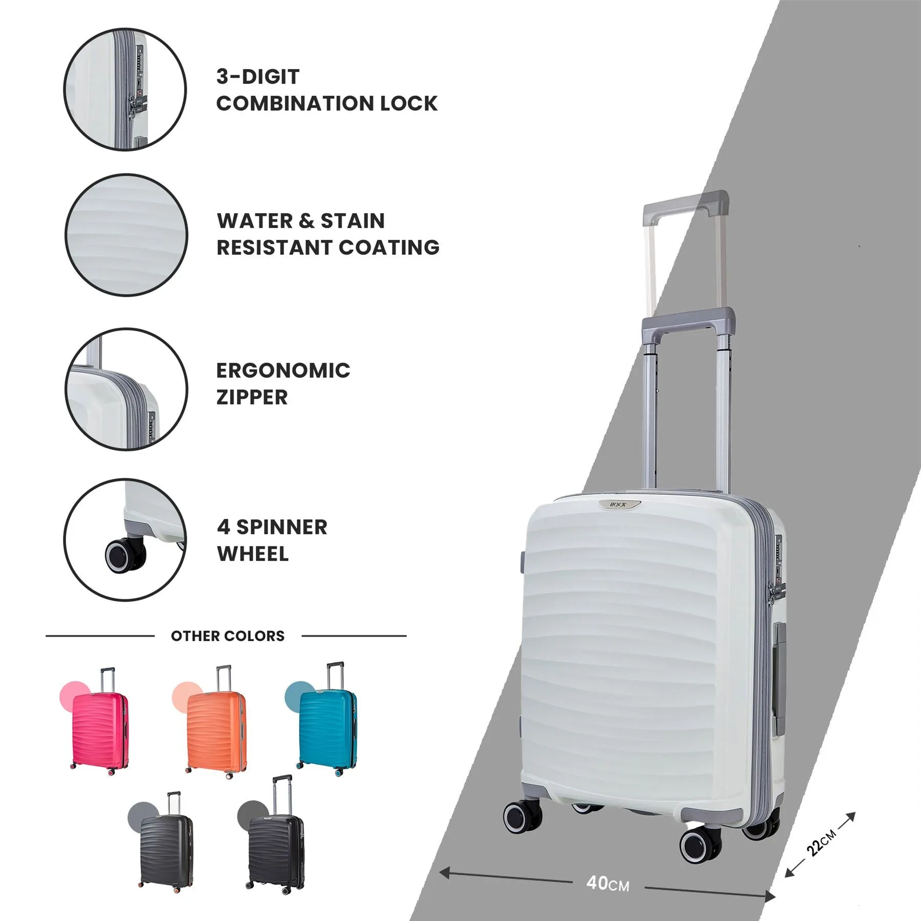 Luggage Suitcase Travel Bag Carry On Hand Cabin Check in Expandable Hard-Shell 4 Spinner Wheels Trolley Set | Sunwave