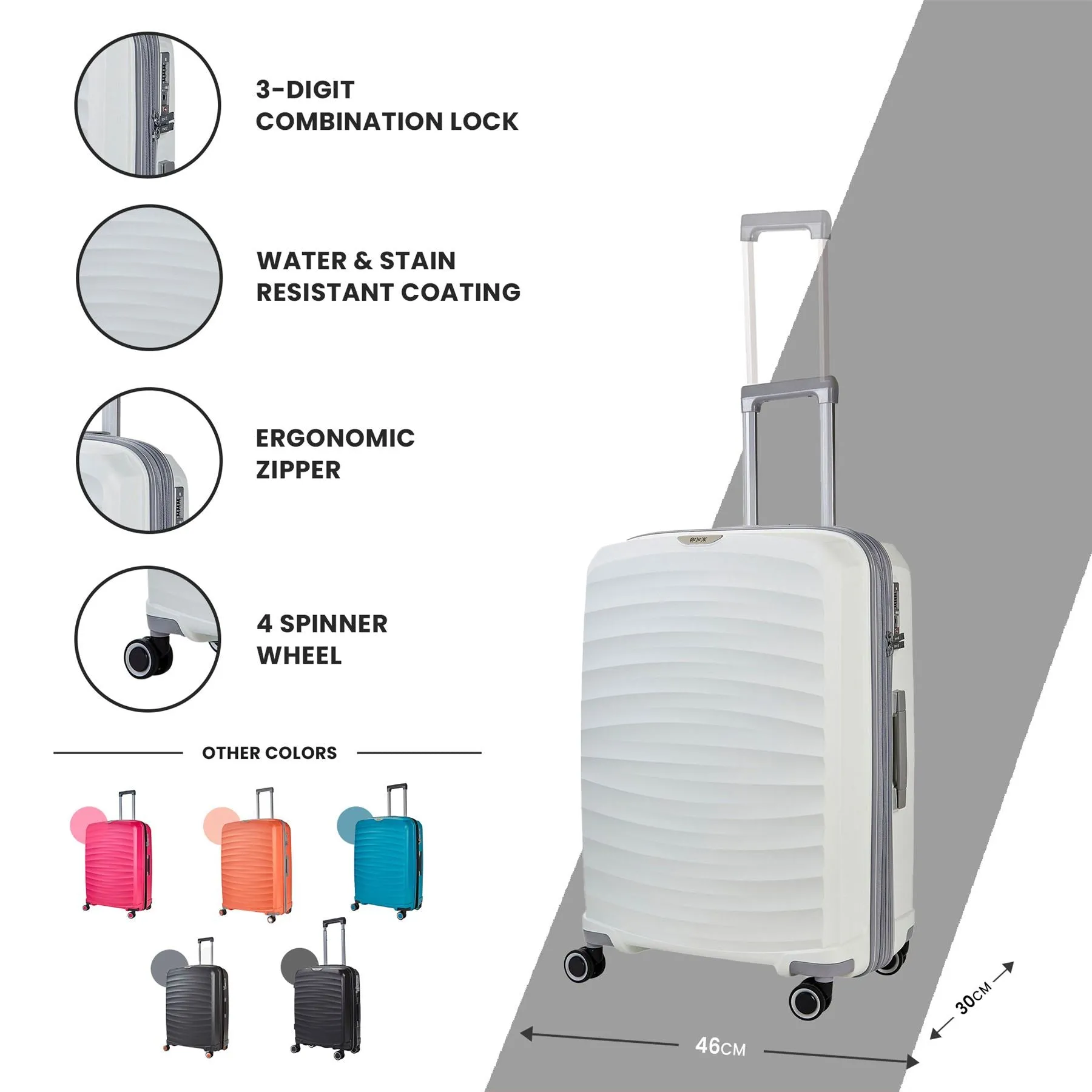 Luggage Suitcase Travel Bag Carry On Hand Cabin Check in Expandable Hard-Shell 4 Spinner Wheels Trolley Set | Sunwave