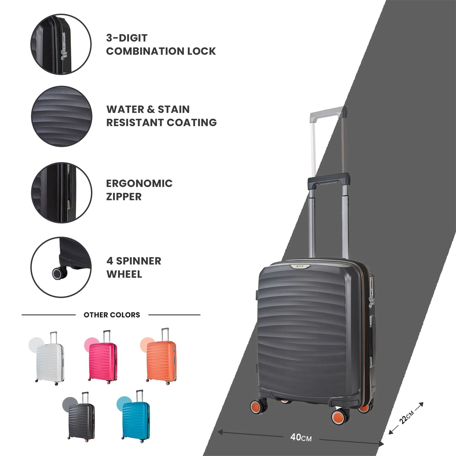 Luggage Suitcase Travel Bag Carry On Hand Cabin Check in Expandable Hard-Shell 4 Spinner Wheels Trolley Set | Sunwave