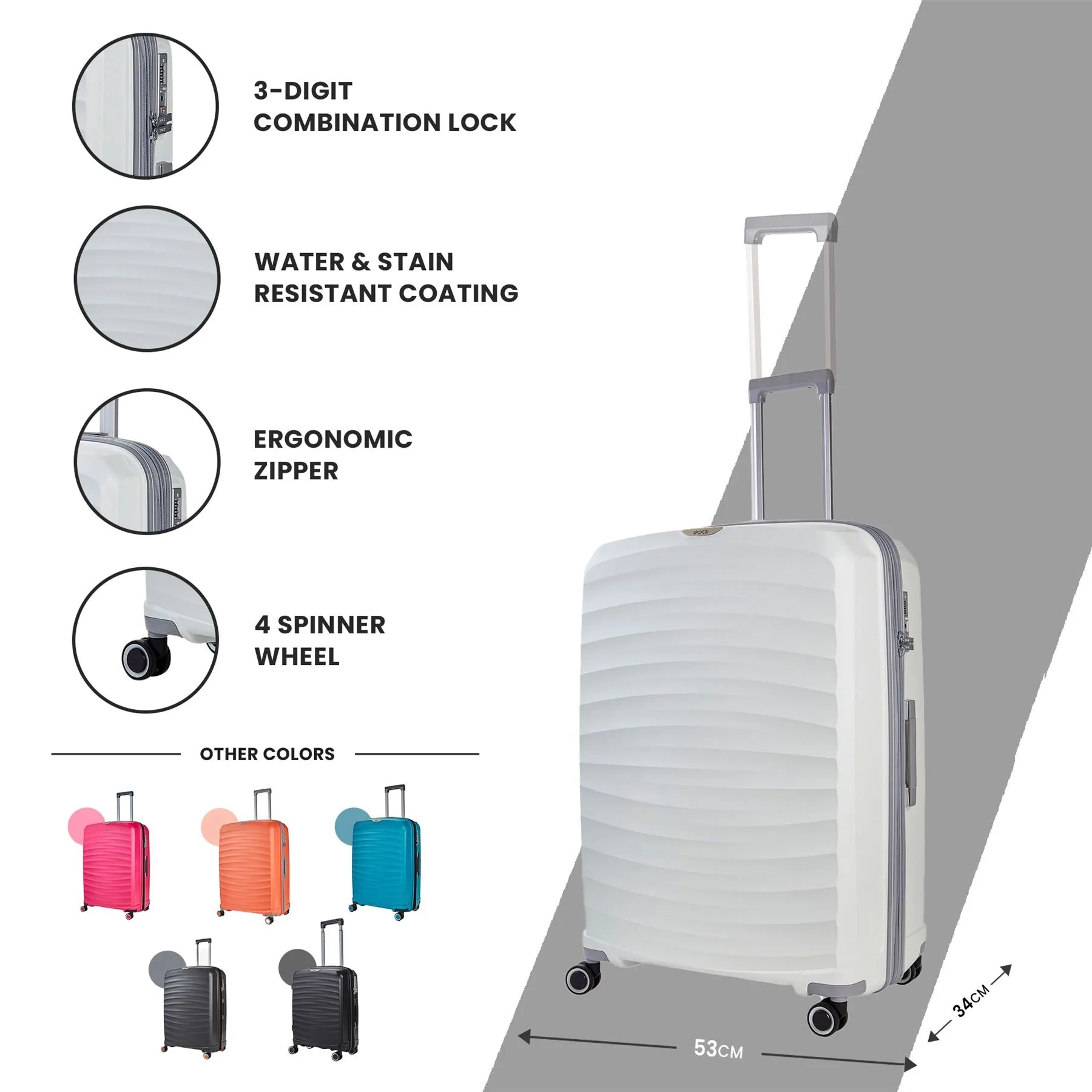 Luggage Suitcase Travel Bag Carry On Hand Cabin Check in Expandable Hard-Shell 4 Spinner Wheels Trolley Set | Sunwave