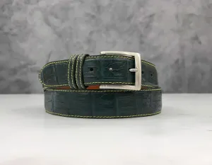 Matte Caiman Tail Belt: Augusta Green