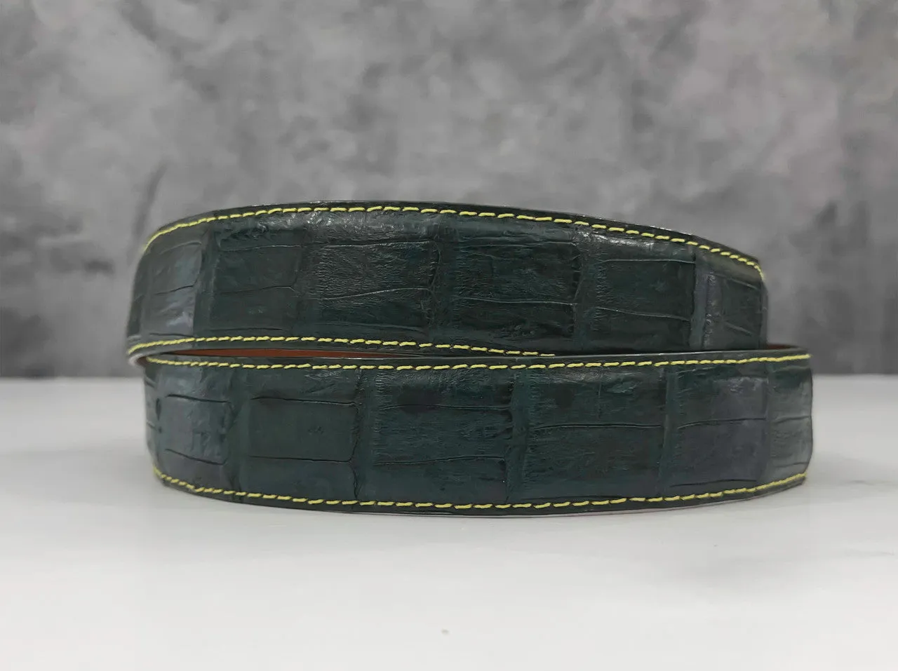 Matte Caiman Tail Belt: Augusta Green