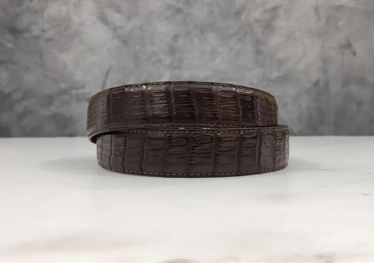 Matte Caiman Tail Belt: Brown