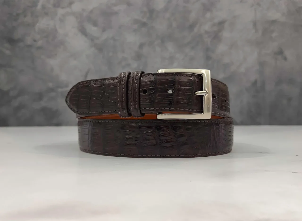 Matte Caiman Tail Belt: Brown