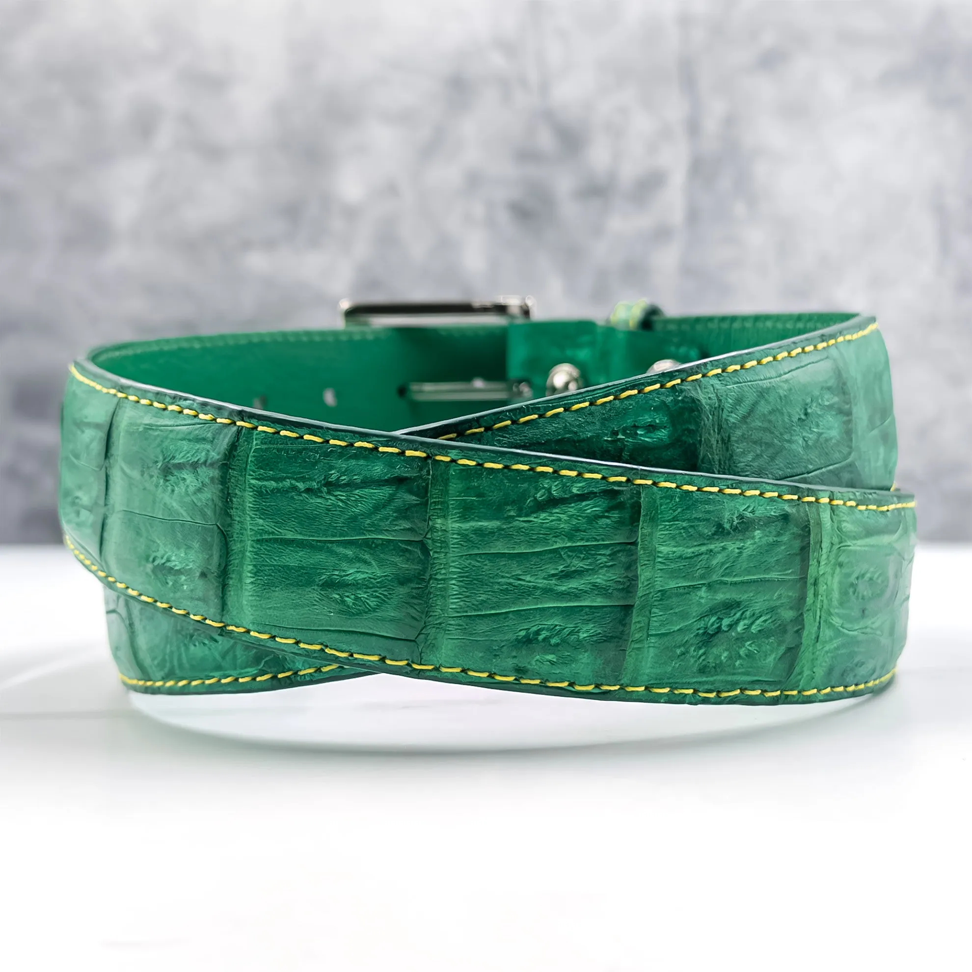 Matte Caiman Tail Belt: Grass Green