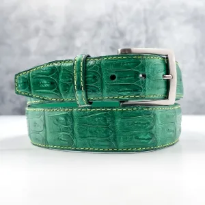 Matte Caiman Tail Belt: Grass Green