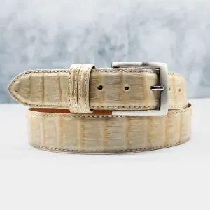 Matte Caiman Tail Belt: Ivory