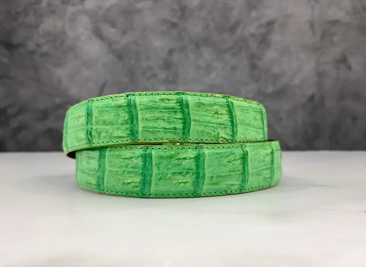 Matte Caiman Tail Belt: Lime