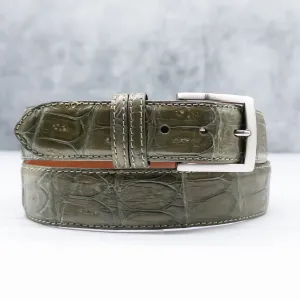 Matte Caiman Tail Belt: Olive Green