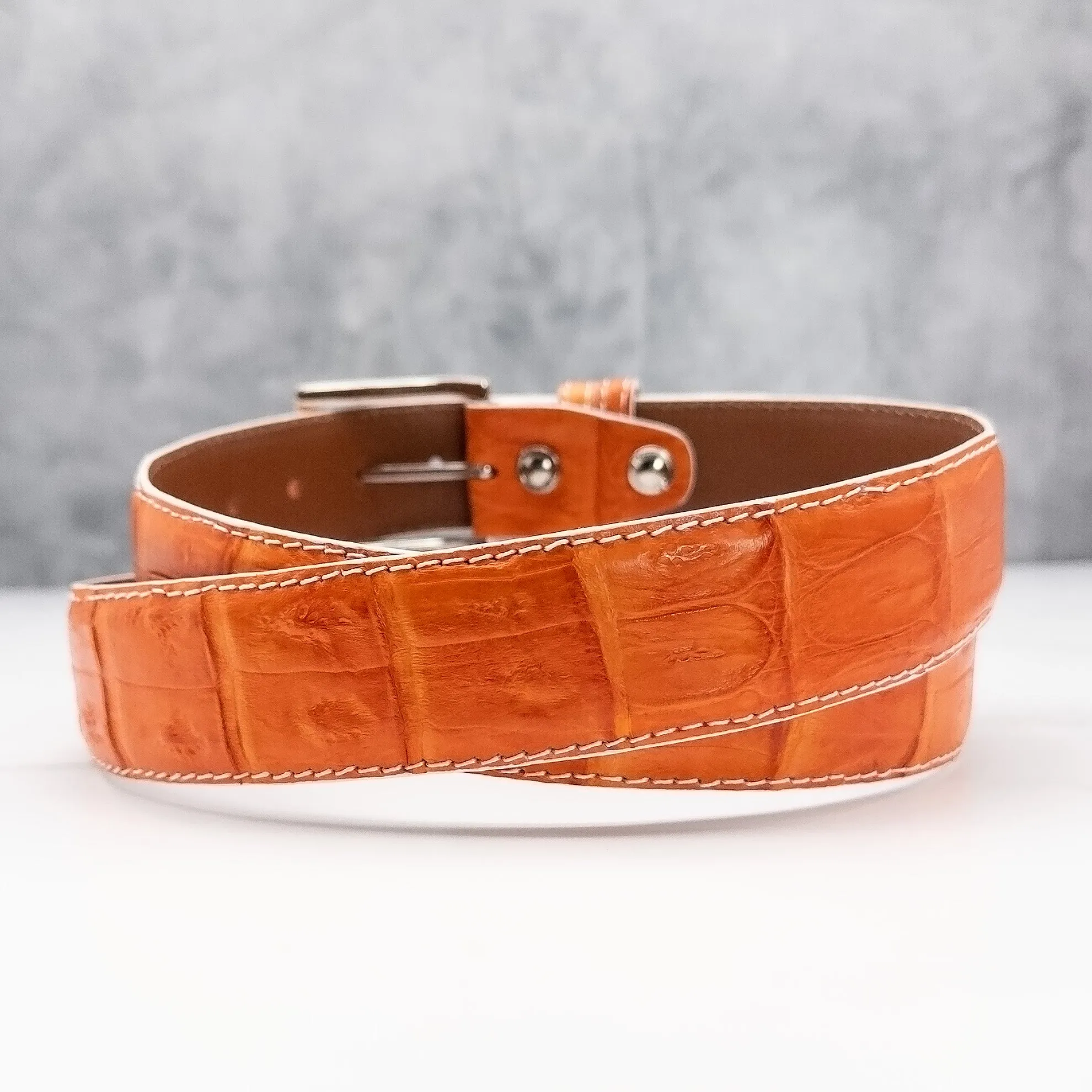 Matte Caiman Tail Belt: Orange