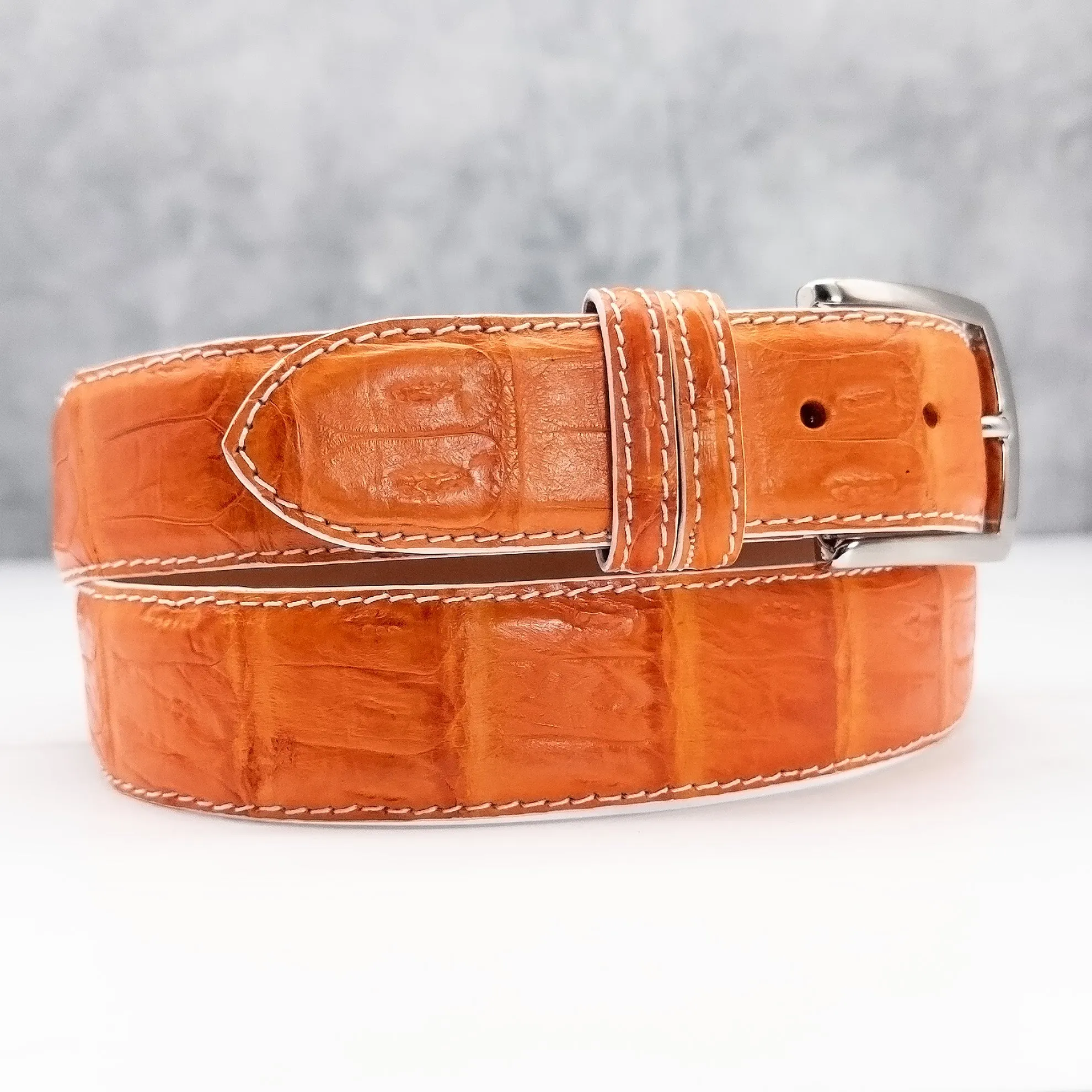 Matte Caiman Tail Belt: Orange