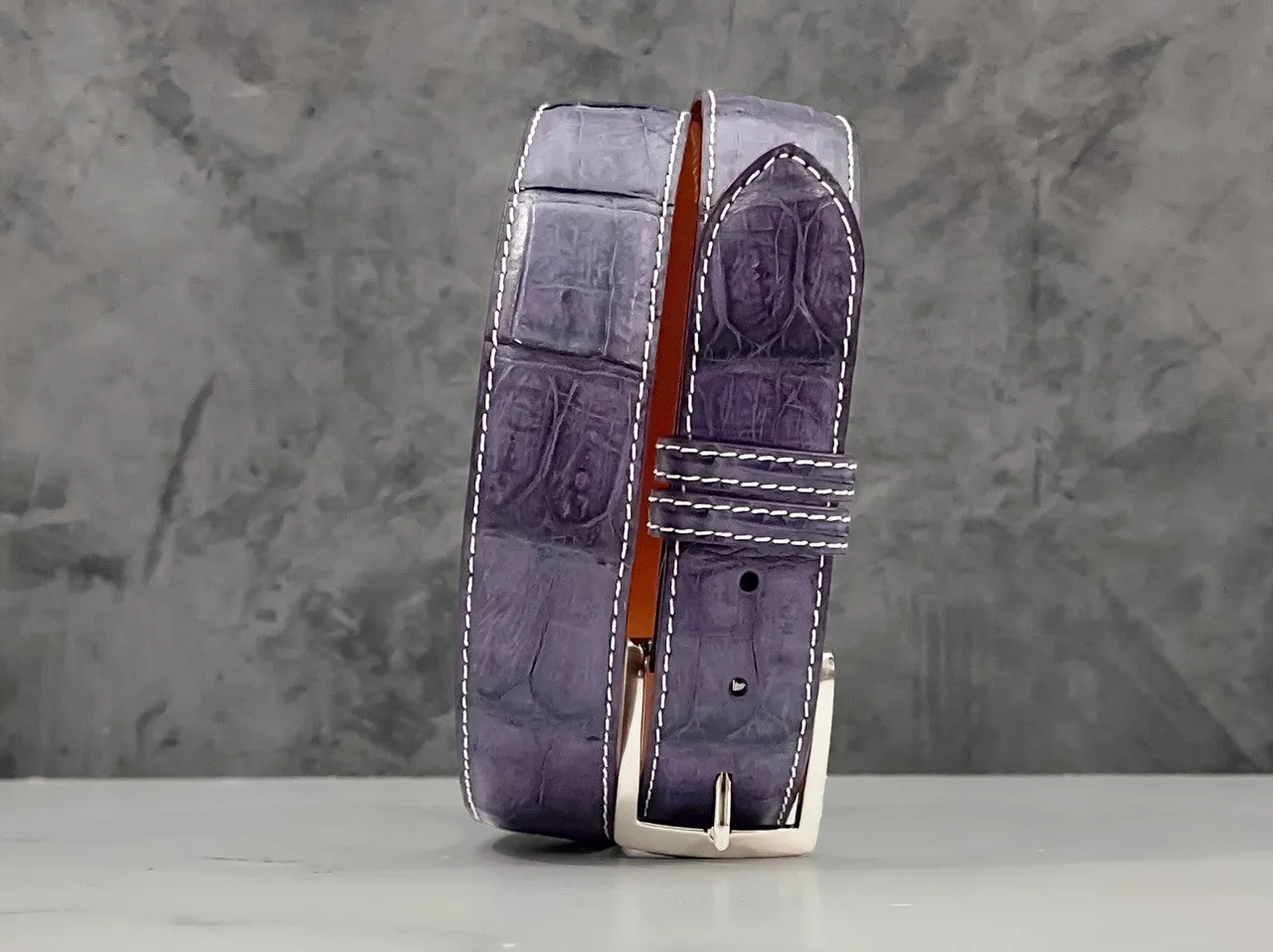 Matte Caiman Tail Belt: Purple