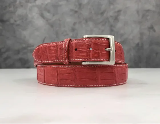 Matte Caiman Tail Belt: Red